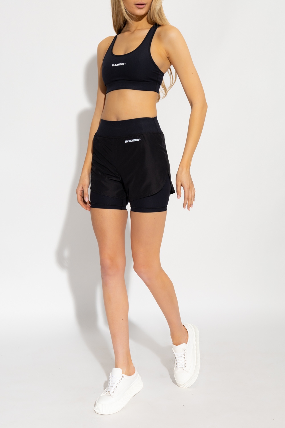 Jil Sander long-sleeve padded jacket - Black Sports bra with